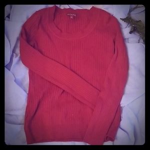 Women's Fitted Long Sleeve Scoop-Neck Red Shirt